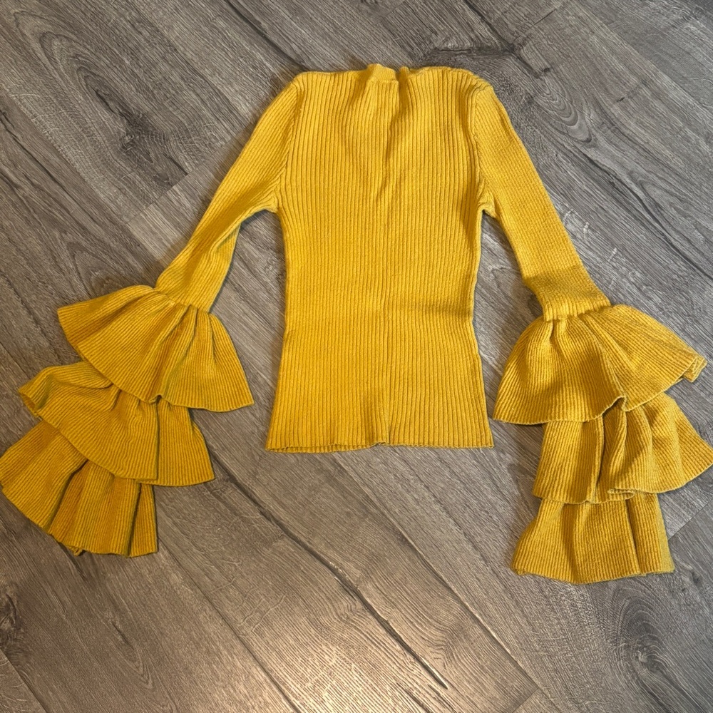 Forever 21 Yellow Fitted Ruffled Sweater - Picture 6 of 6